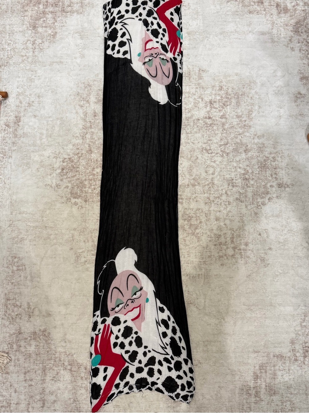 Disney Villains Cruelle De Vil Dalmatian Print Lightweight Long Scarf